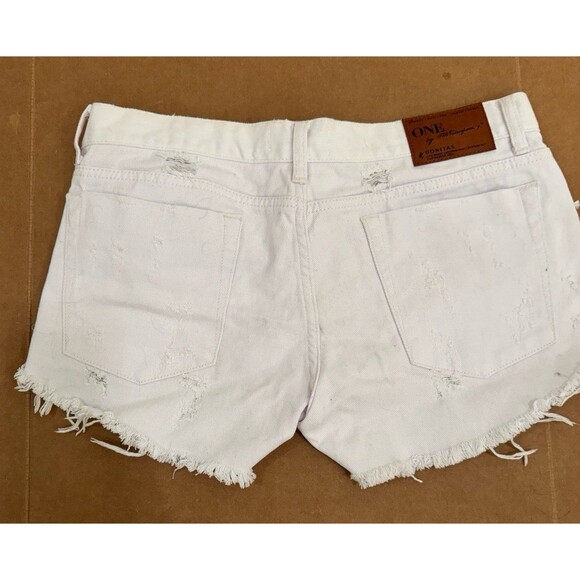 Women’s One Teaspoon Bonitas White Denim Jean Cut Off shorts Size 29 - Picture 9 of 10